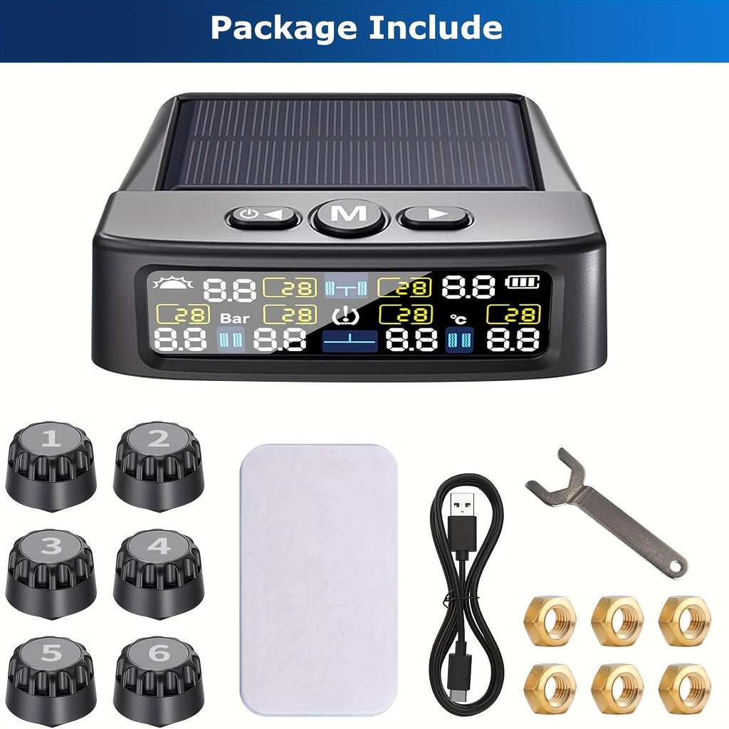 6 wheel tire pressure monitoring system solar charging tire