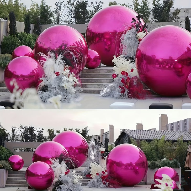 5pcs enormous rose red inflatable mirror 4d film balloon set