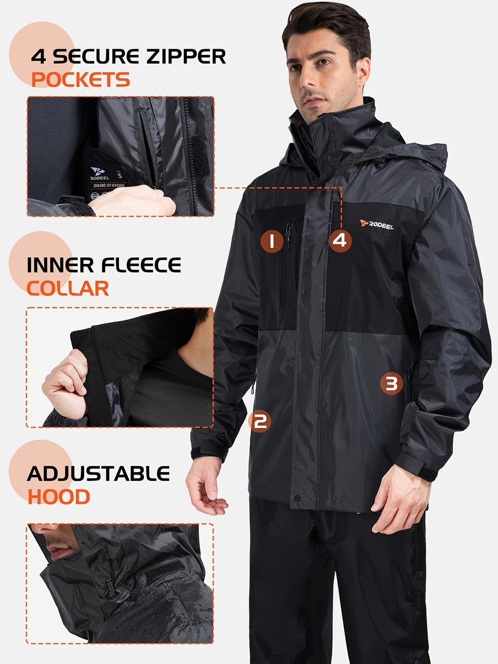 waterproof raincoat set mens windproof jacket pants
