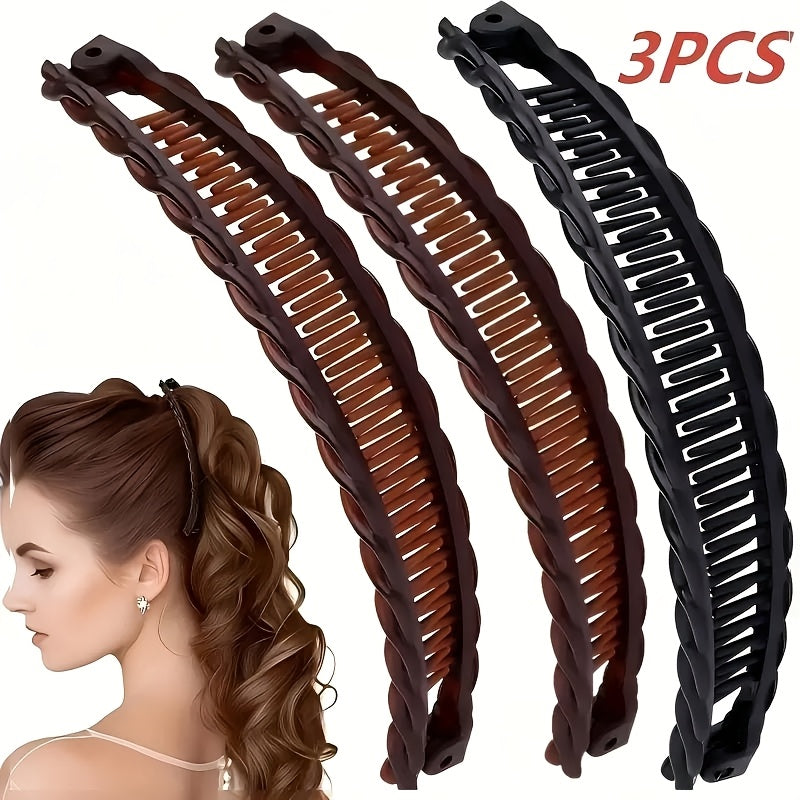 3pcs set womens large banana hair clips retro non slip