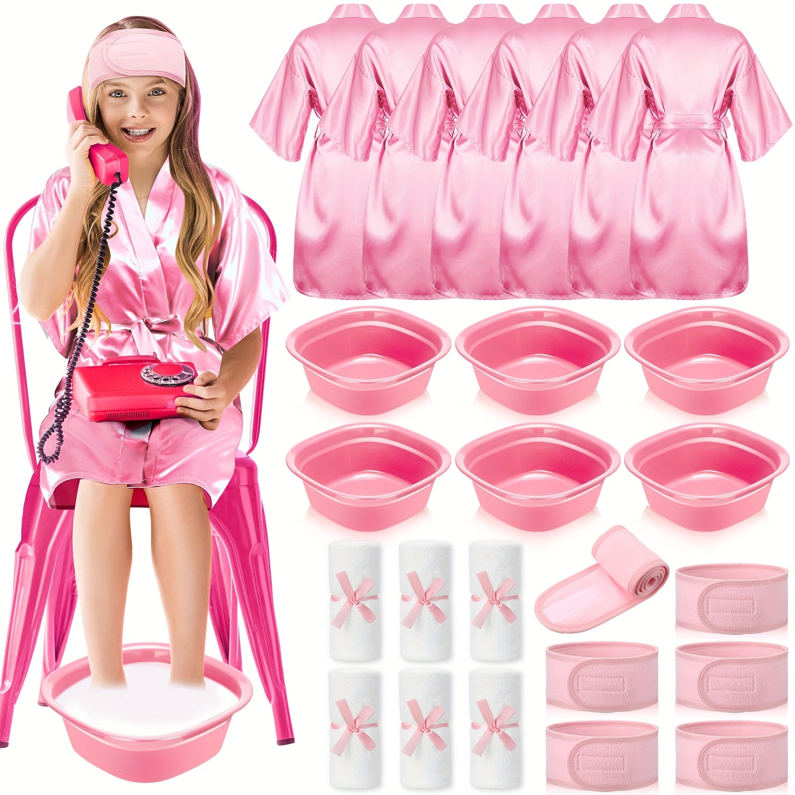 24pcs spa party supplies   6 spa party robes 6