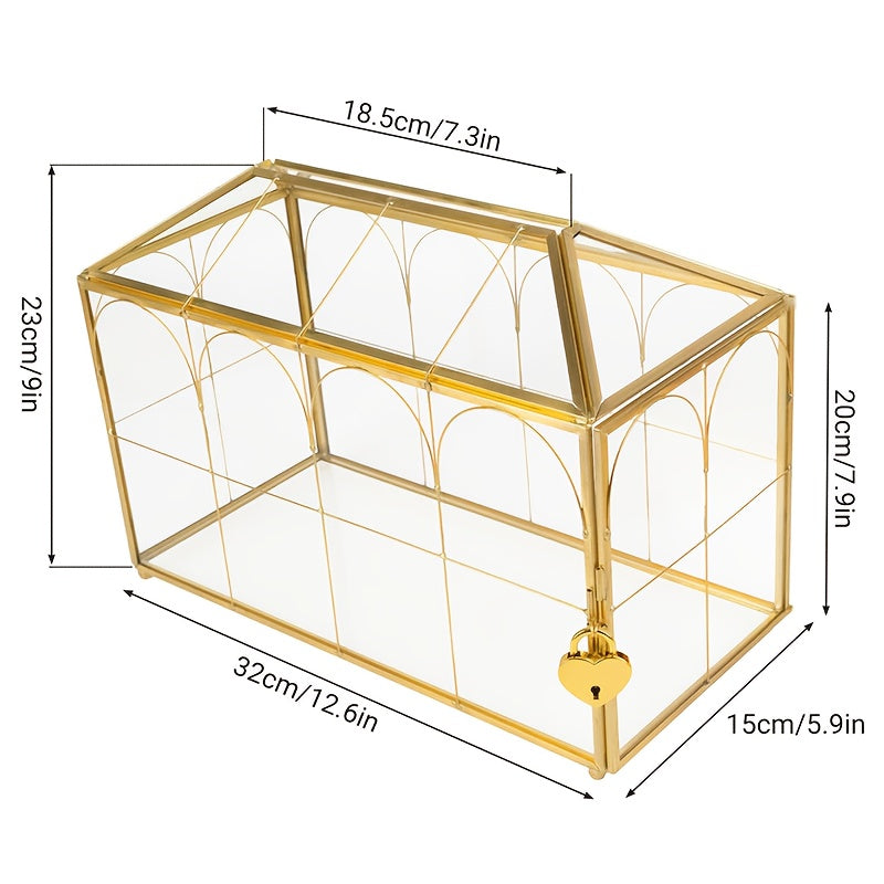 golden glass card box lock slots   inches   25 9cm
