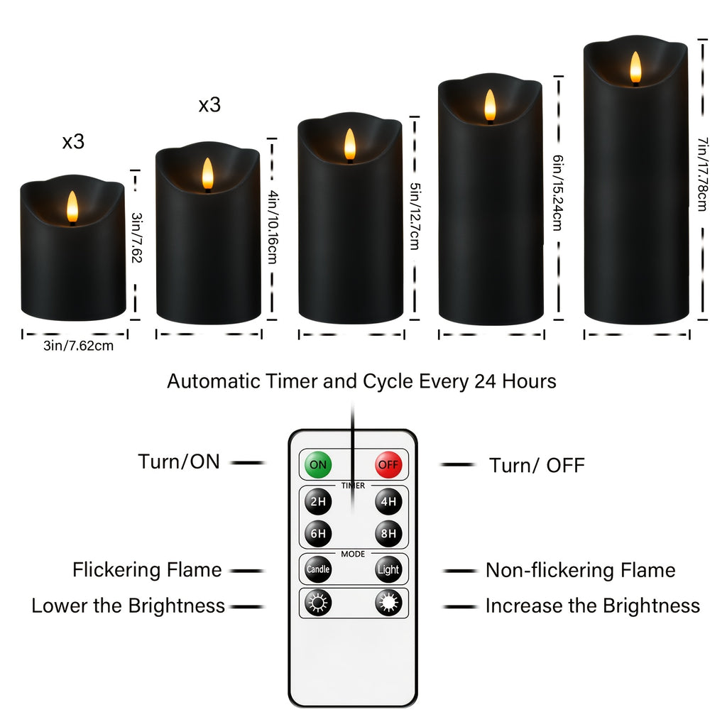 set 9   flameless led candles 2 remote controls
