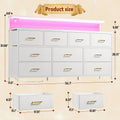 55 wide makeup vanity dresser led lights charging