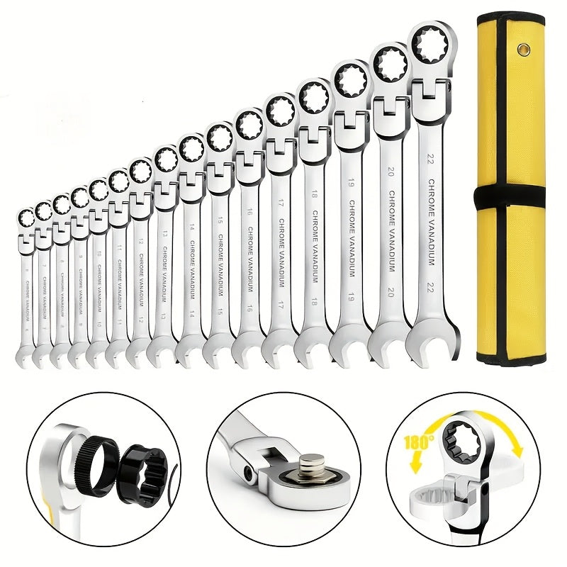 180   ratcheting wrench set 16pcs metric 6 22mm 72