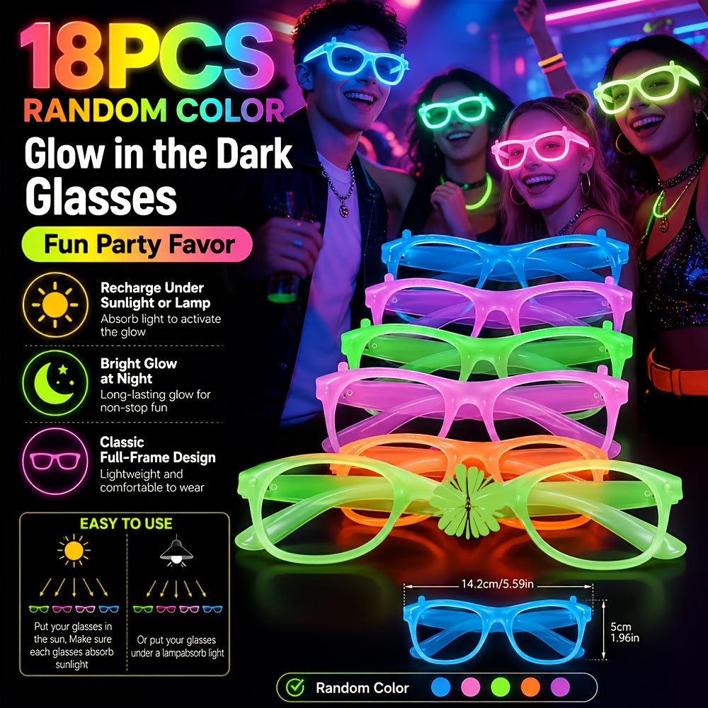 random 16  in dark party glasses neon green purple