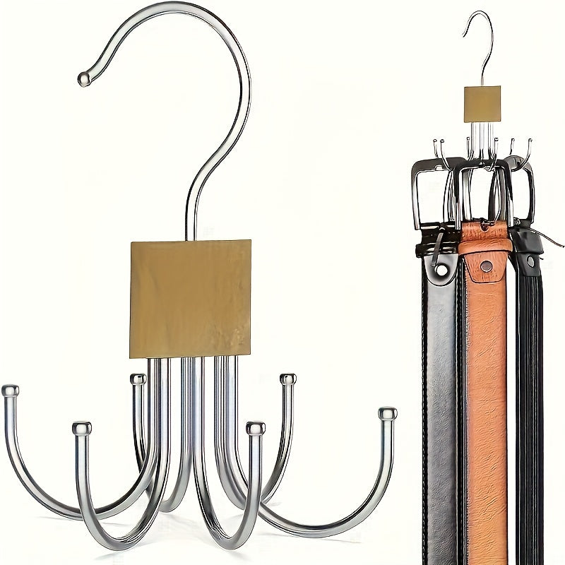 multi functional large capacity belt hanger rotating wooden