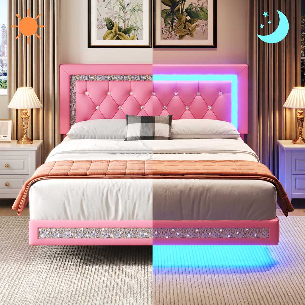 mraeer diamond quilted velvet silent full queen bed frame