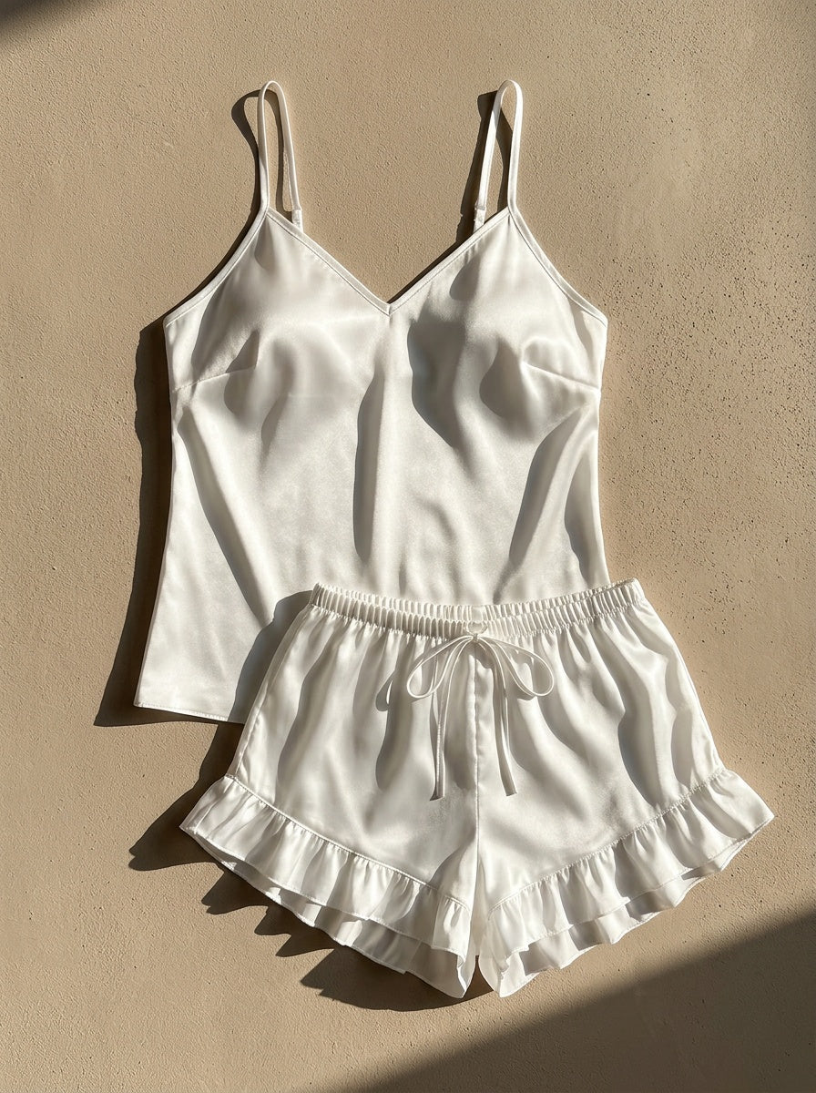v neck comfortable elegant camisole shorts 2pcs pajama set