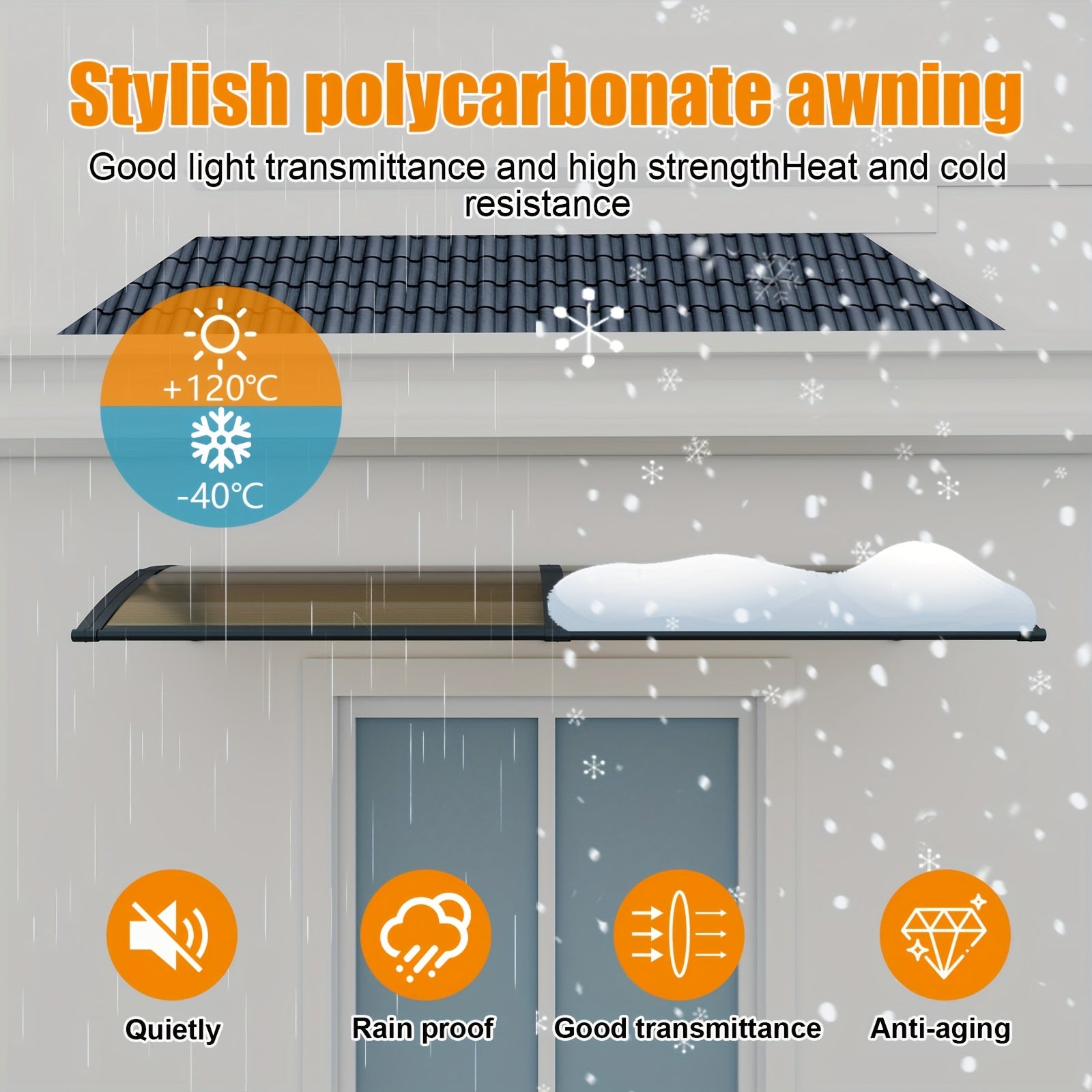 uv resistant weather polycarbonate patio awning abs frame