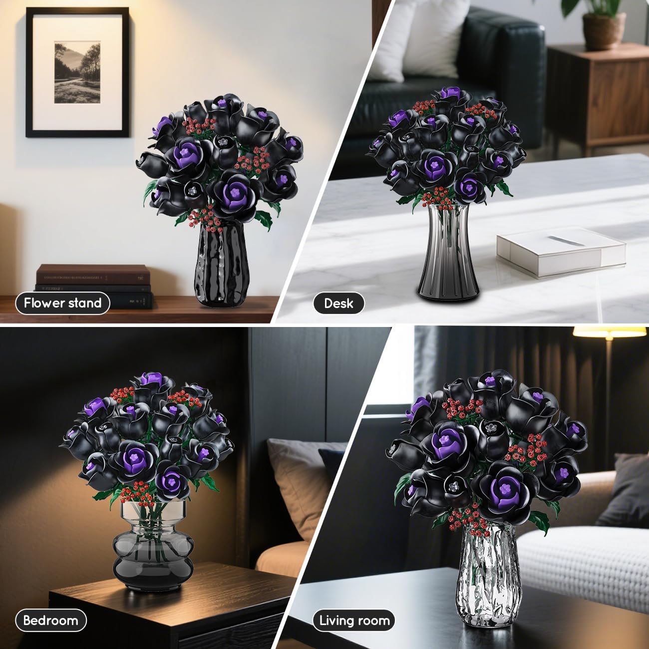 set building blocks featuring black roses part a botanical