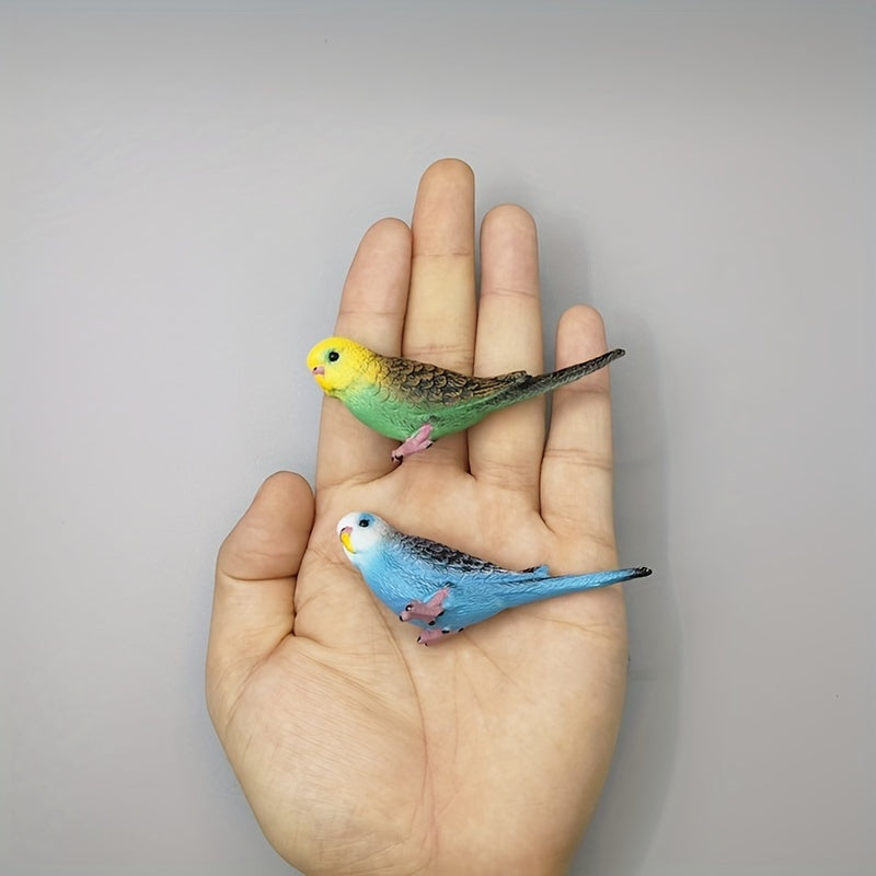 2pcs mini budgie parrot set realistic pvc bird figurines