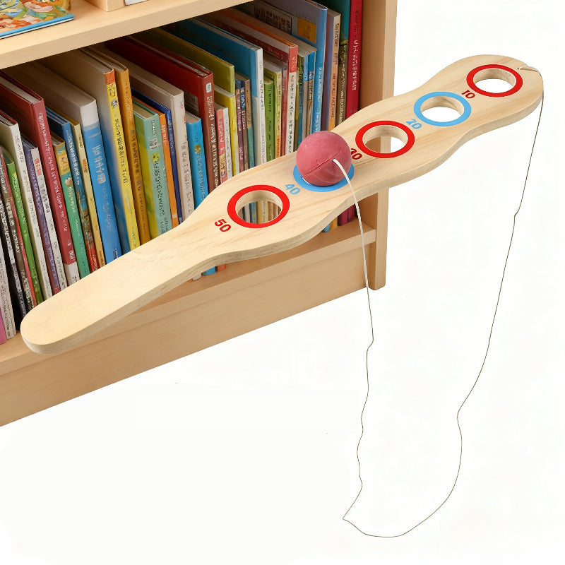 1pc wooden hand eye coordination elastic technology paddle a