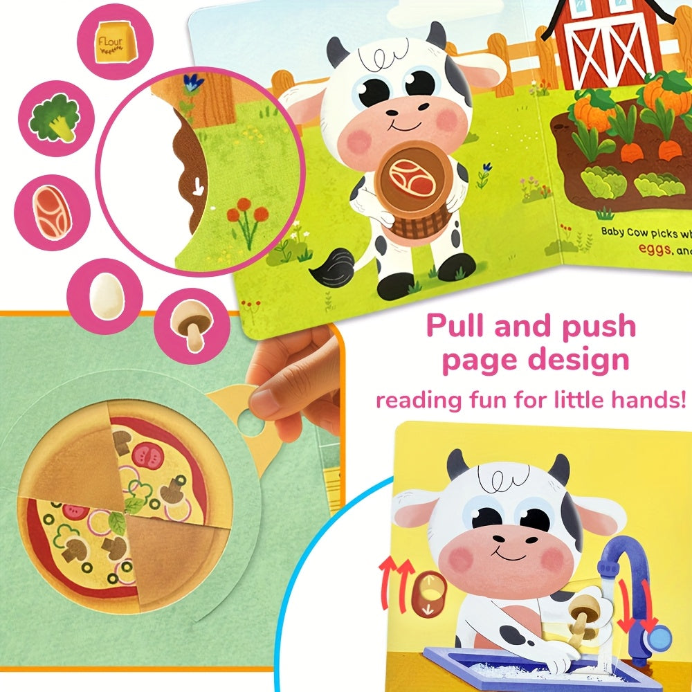 baby cows pizza party push pull books busy book preschool