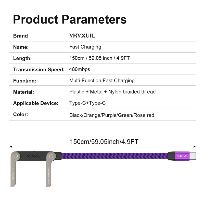240w fast charging folding data cable built in bracket type
