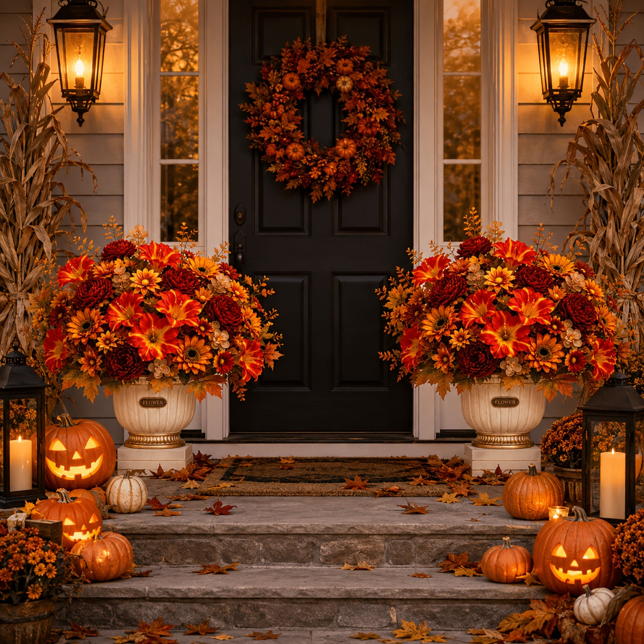 6 bunches outdoor artificial autumn flowers holiday