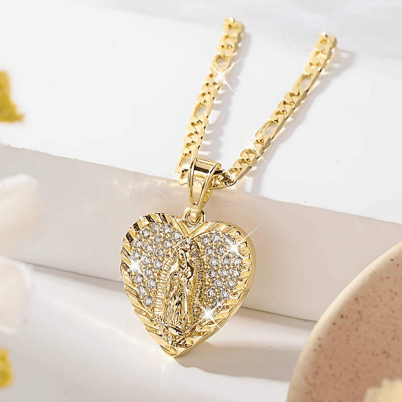 fashionable luxurious heart shaped lady guadalupe pendant