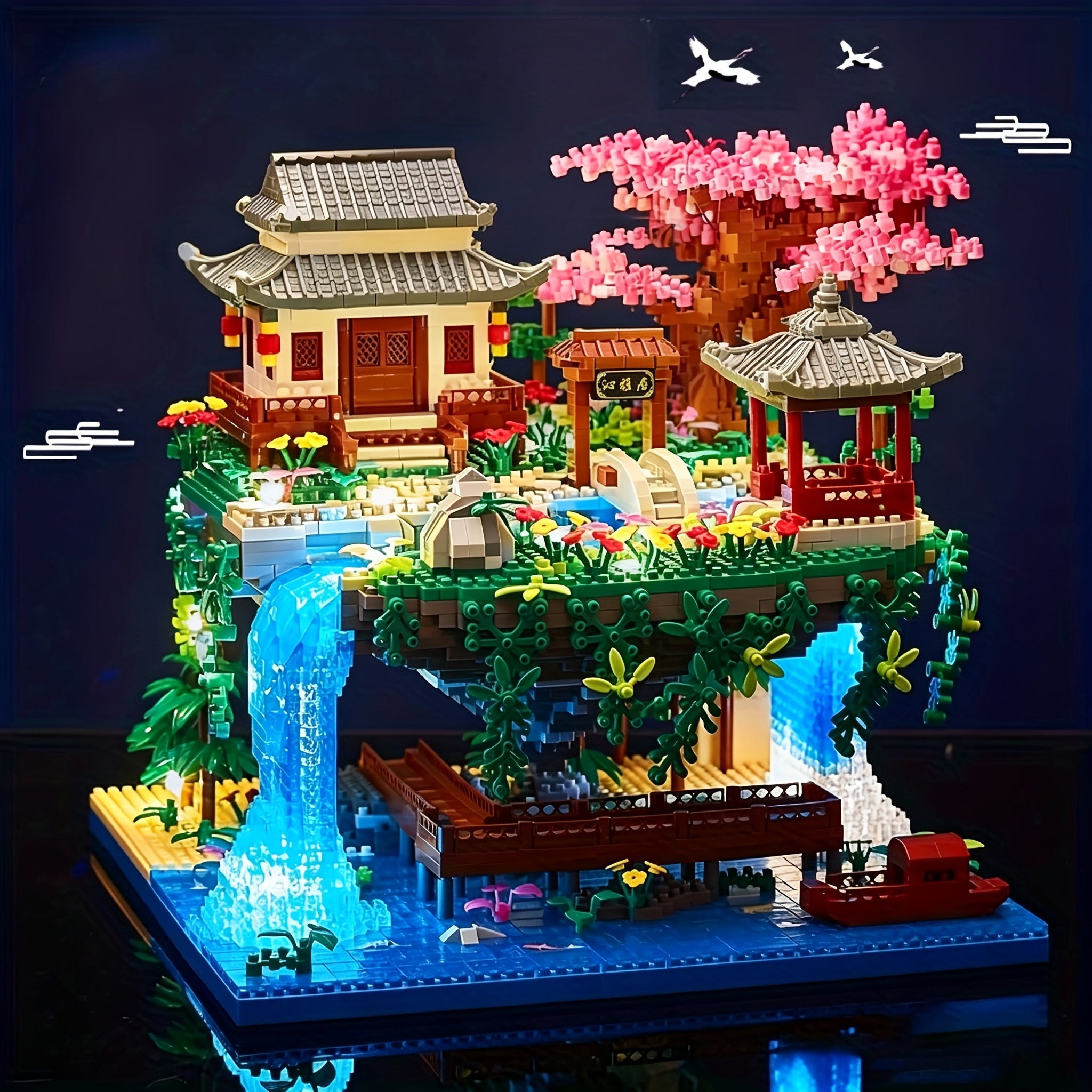 3320pcs micro building blocks set chinese architecture peach