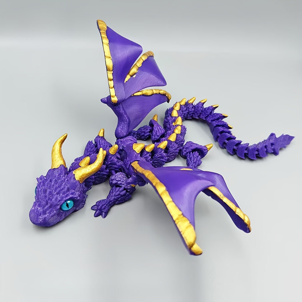 3d printed dual horned dragon statue flexi wings