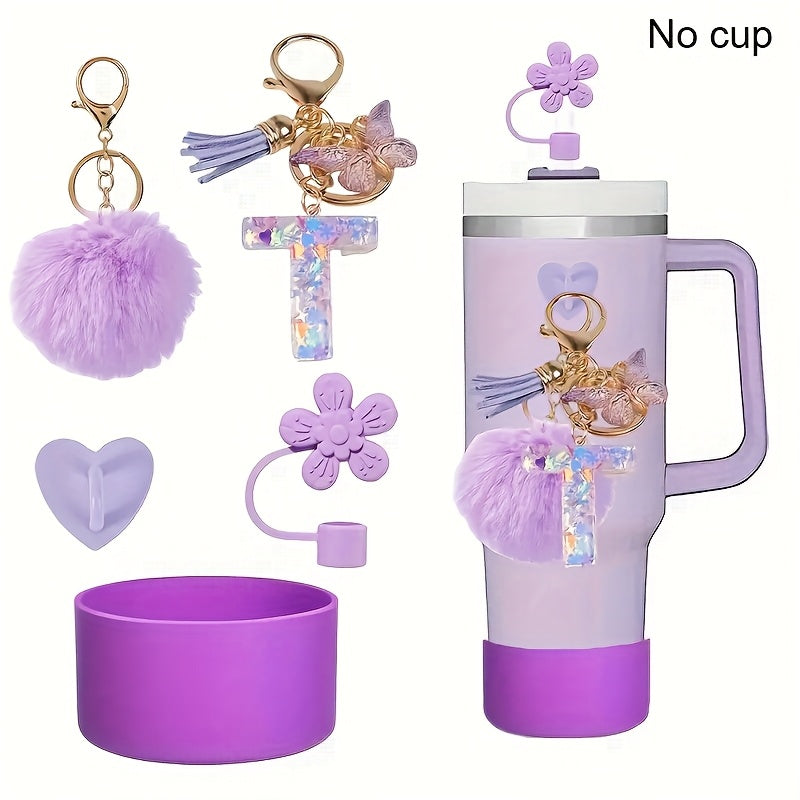 5pcs tumbler handle accessories set including resin alphabet