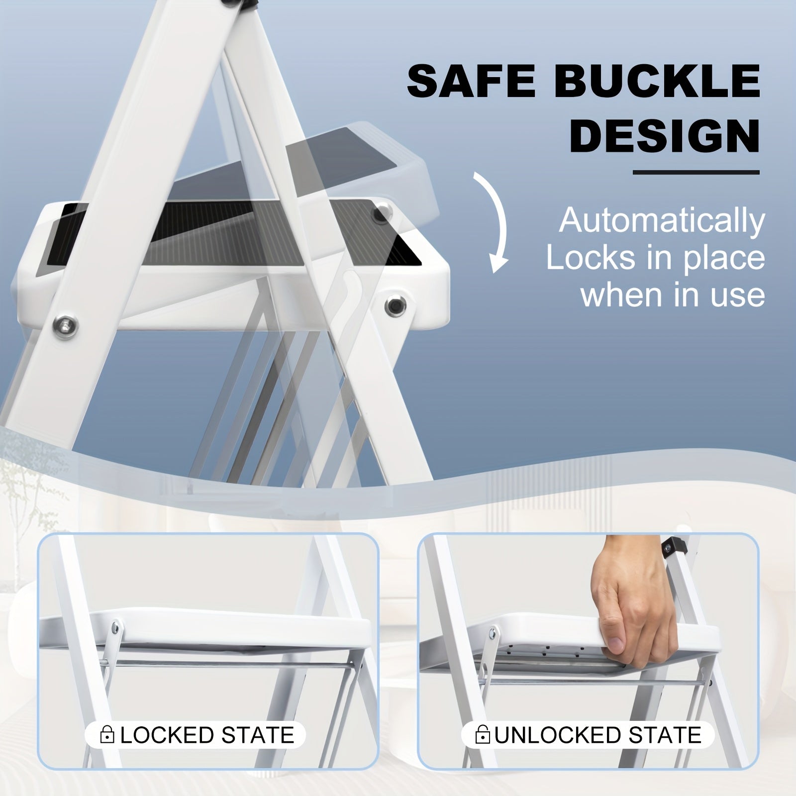 3 step ladder folding step stool wide anti slip pedal 500lbs