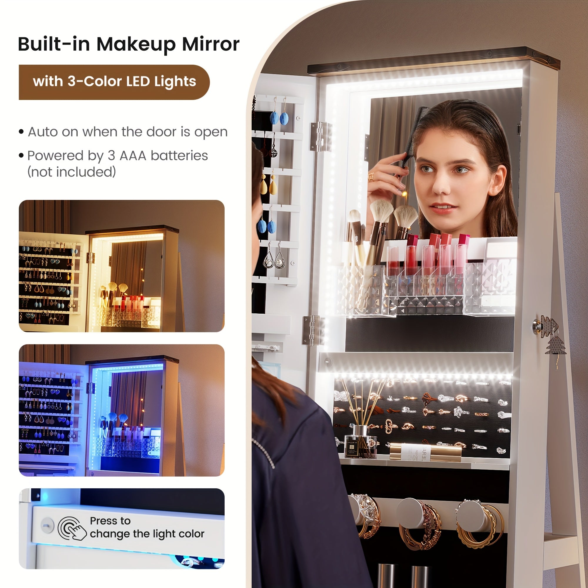 vintage inspired 360 swivel jewelry mirror cabinet lights