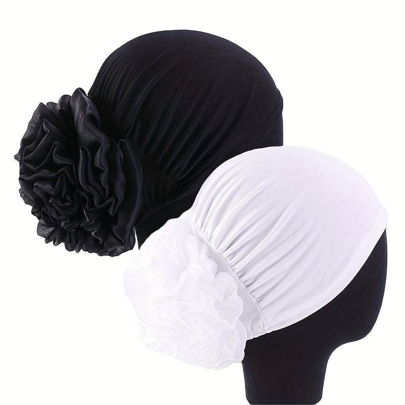 2pcs set womens large floral headscarf hat   turban hat