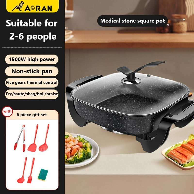 1pc12x12 inch non stick ceramic electric pot glass lid