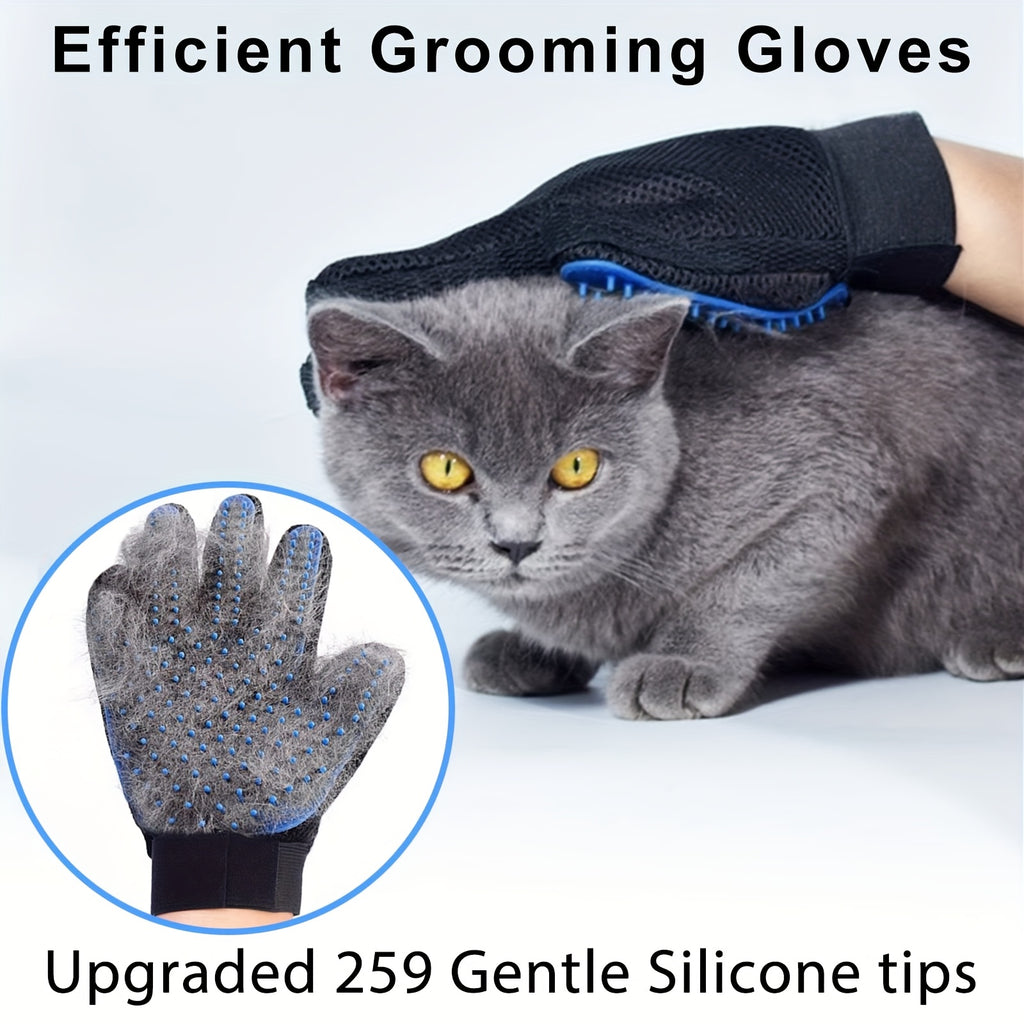 2pcs pet grooming gloves silicone hair removal massage