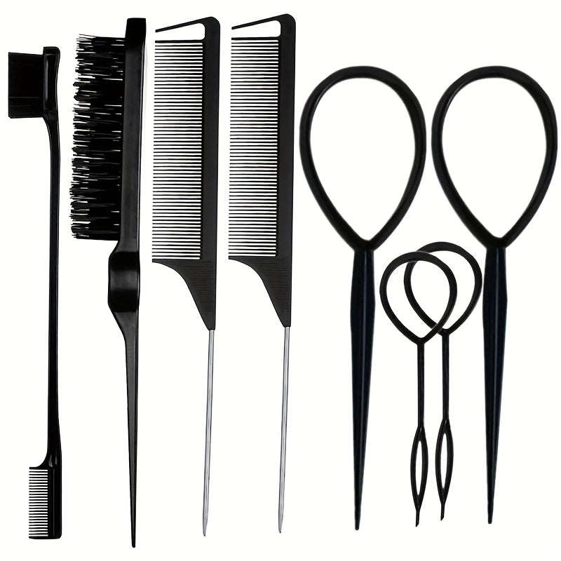 8pcs hair brush set 4pcs topsy hair tail tools 1pc bristle