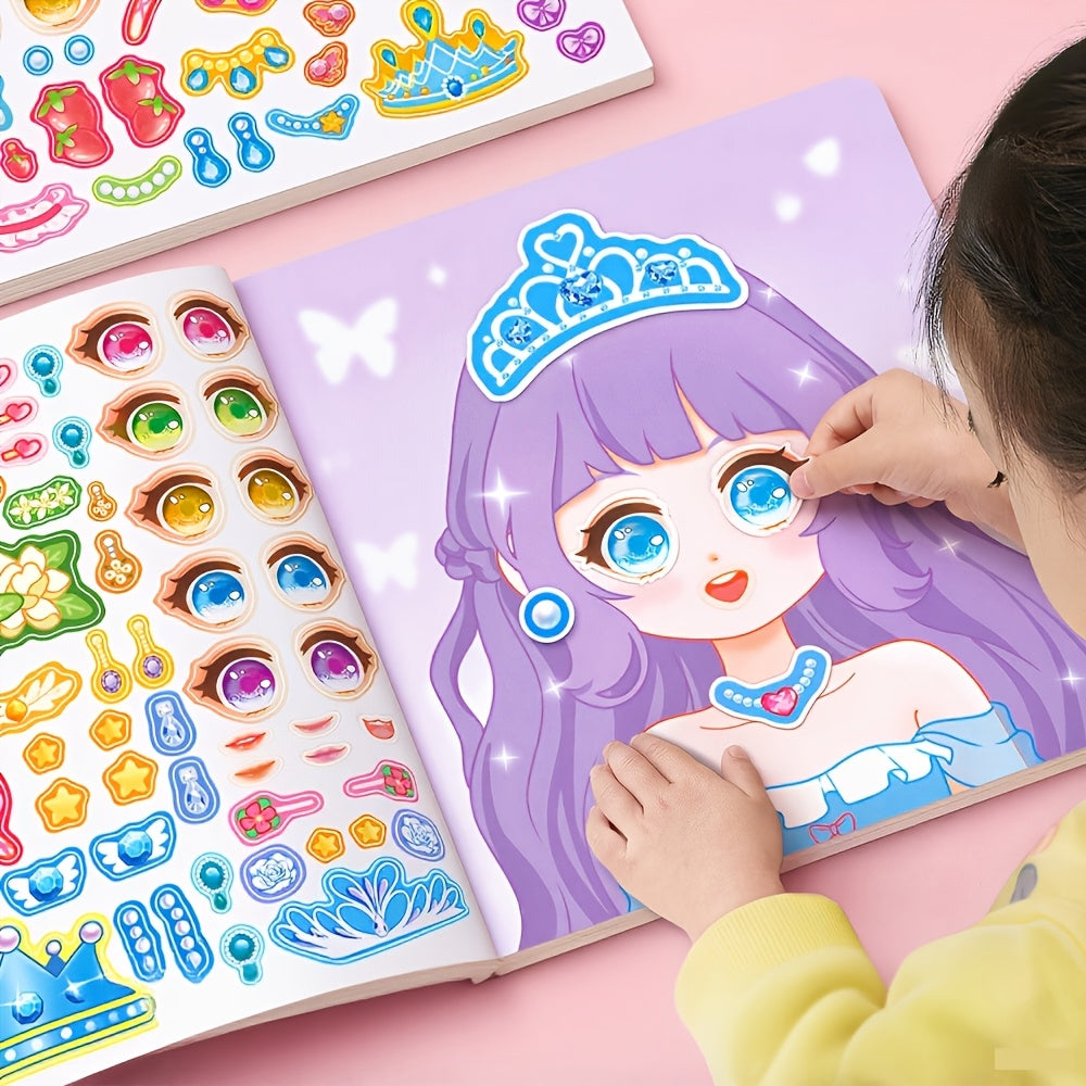 diy face sticker   doll design dress game set