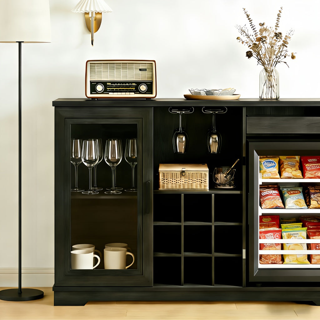 home bar cabinet mini fridge led lights black liquor cabinet