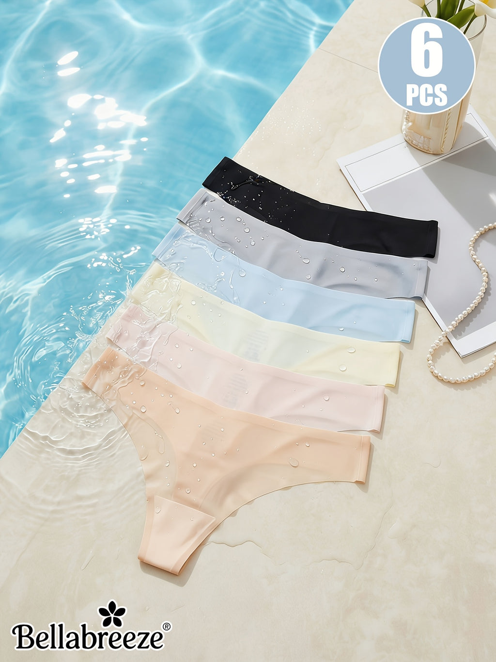 6pcs semi transparent ice womens panties ultra thin