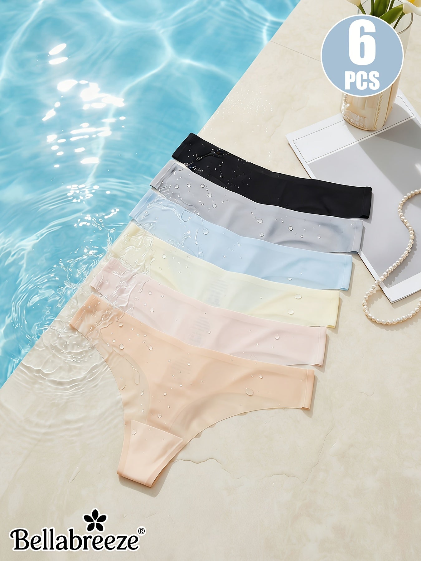 6pcs semi transparent ice womens panties ultra thin