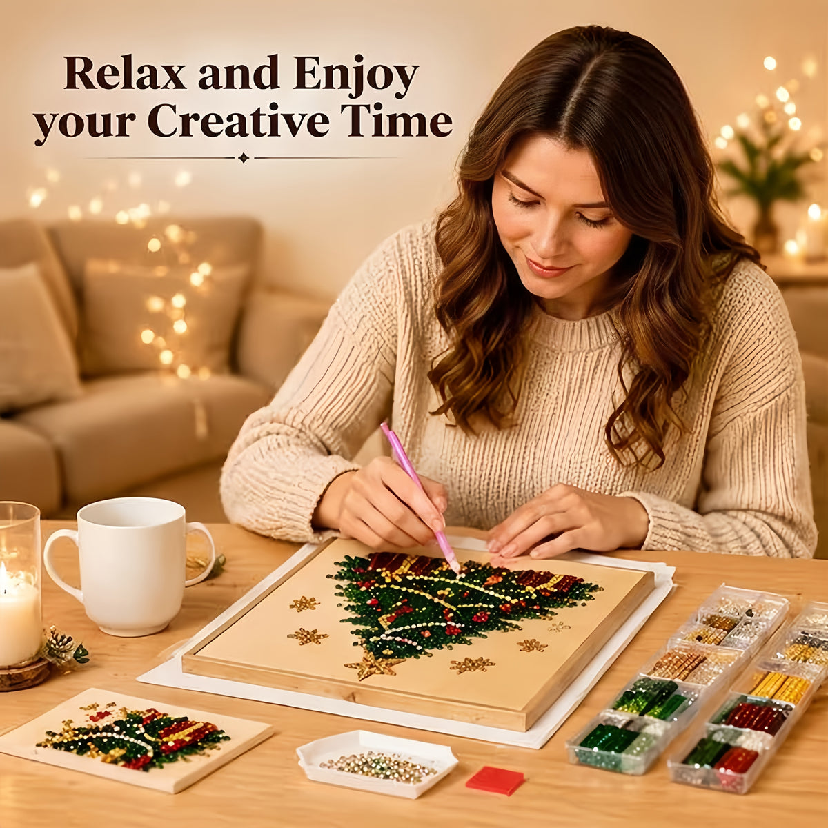 christmas colored pearl diamond painting suitable