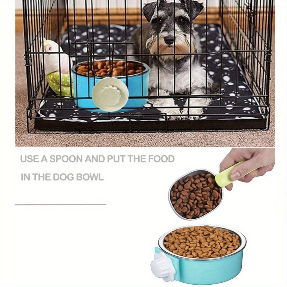 2pcs stainless steel hanging pet feeding bowl pet cage