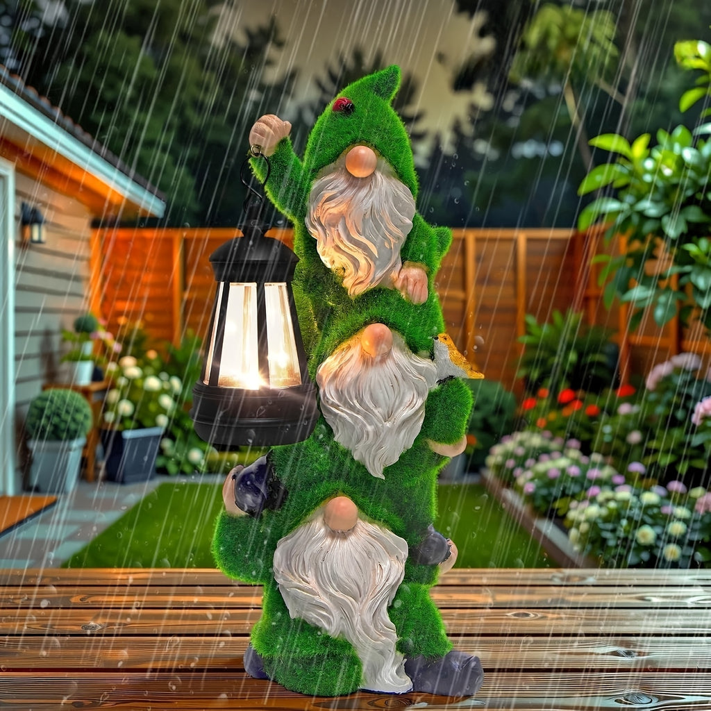 garden statues solar gnomes featuring a resin gnome figurine