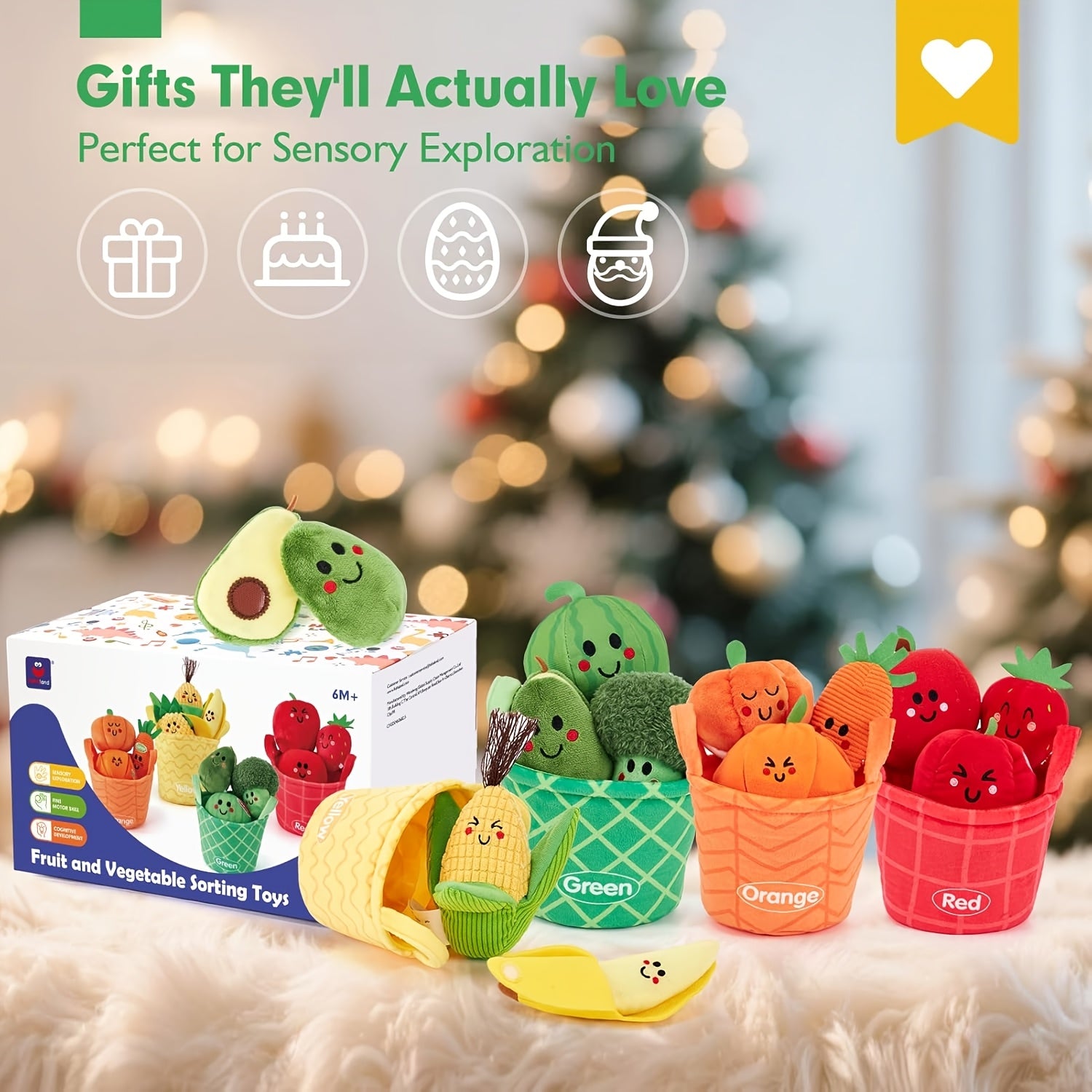color sorting toys 6 12 months 16pcs fruit