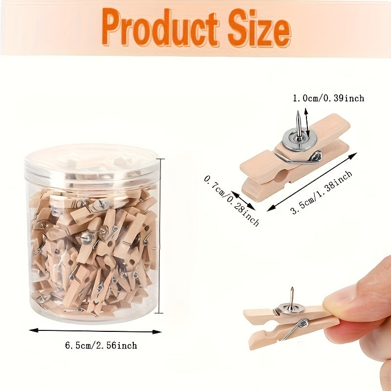 30pcs push pins wood holder set transparent box packaging