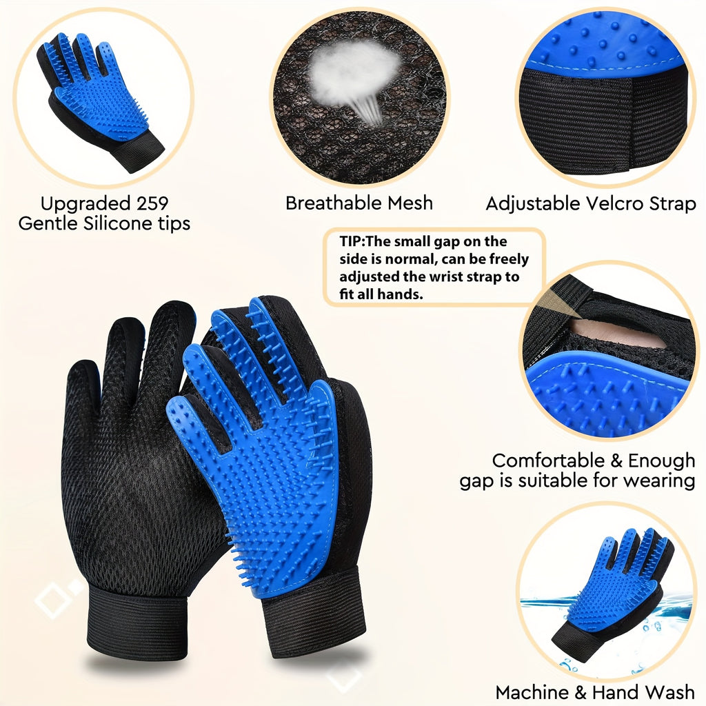 2pcs pet grooming gloves silicone hair removal massage