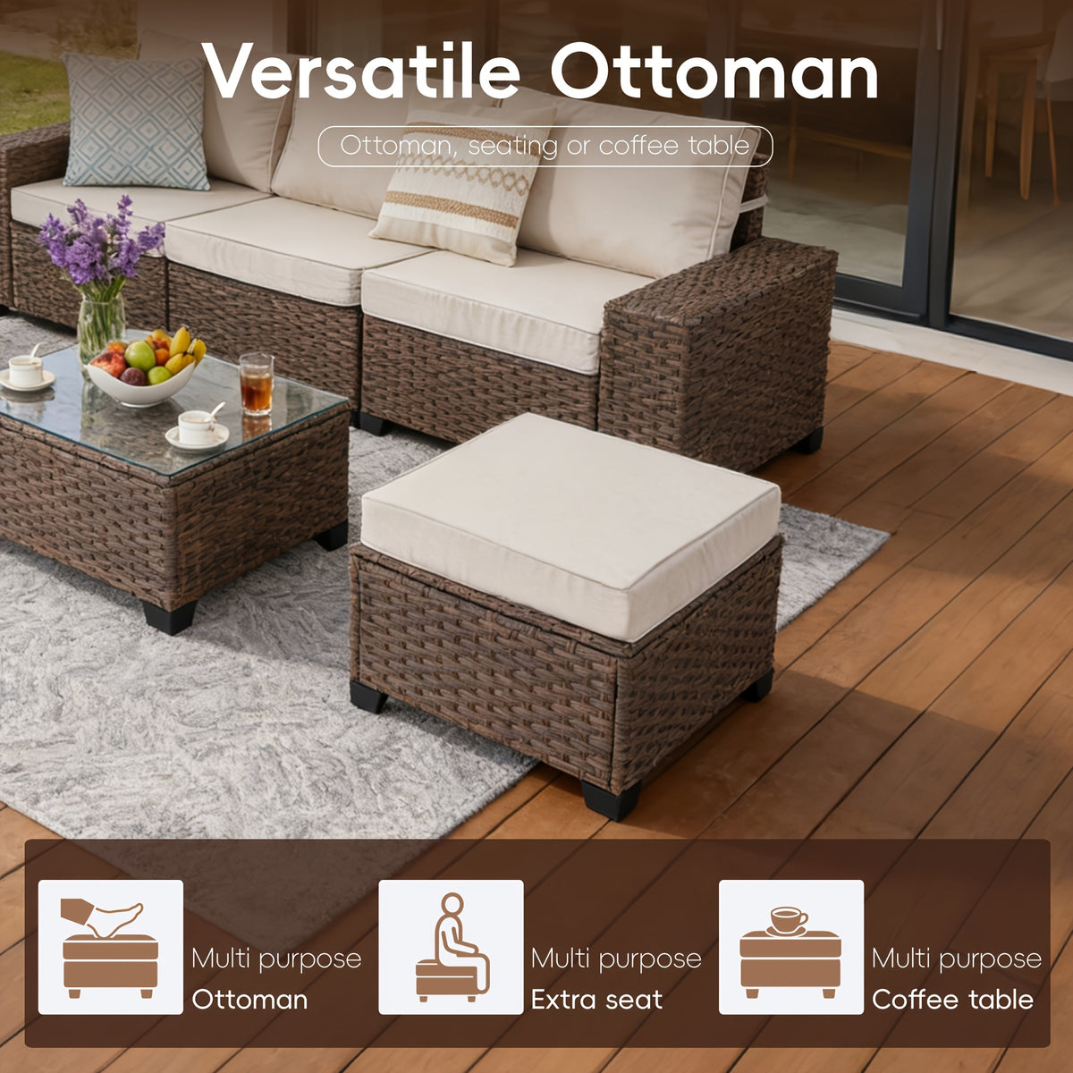 7pcs 5pcs outdoor patio furniture sectional sofa