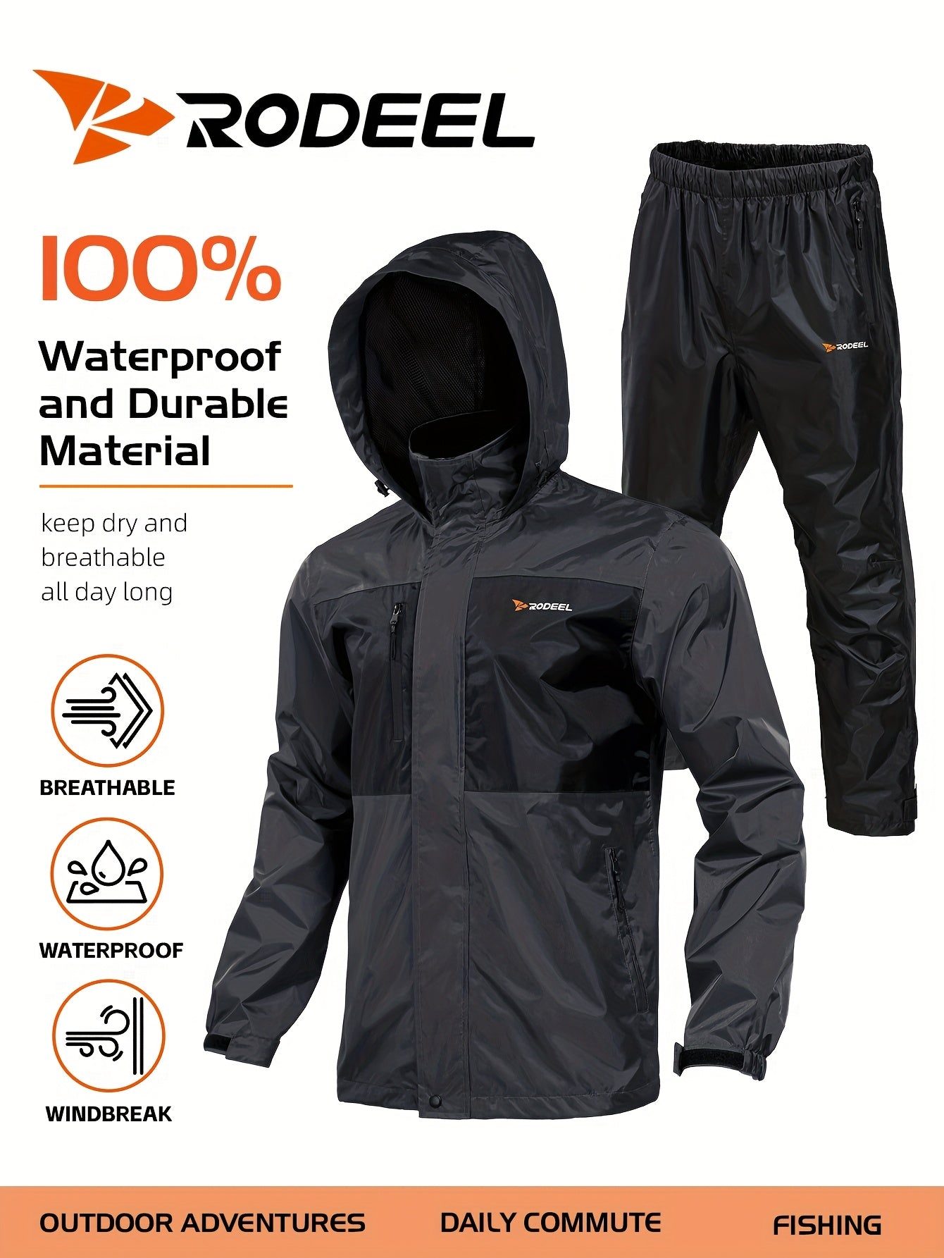 waterproof raincoat set mens windproof jacket pants