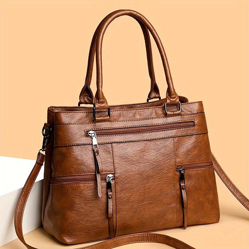 womens shoulder bag fashion solid color handbag multi layer