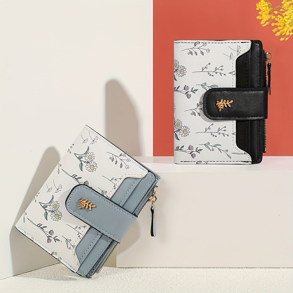 floral print hardware button bifold wallet temu