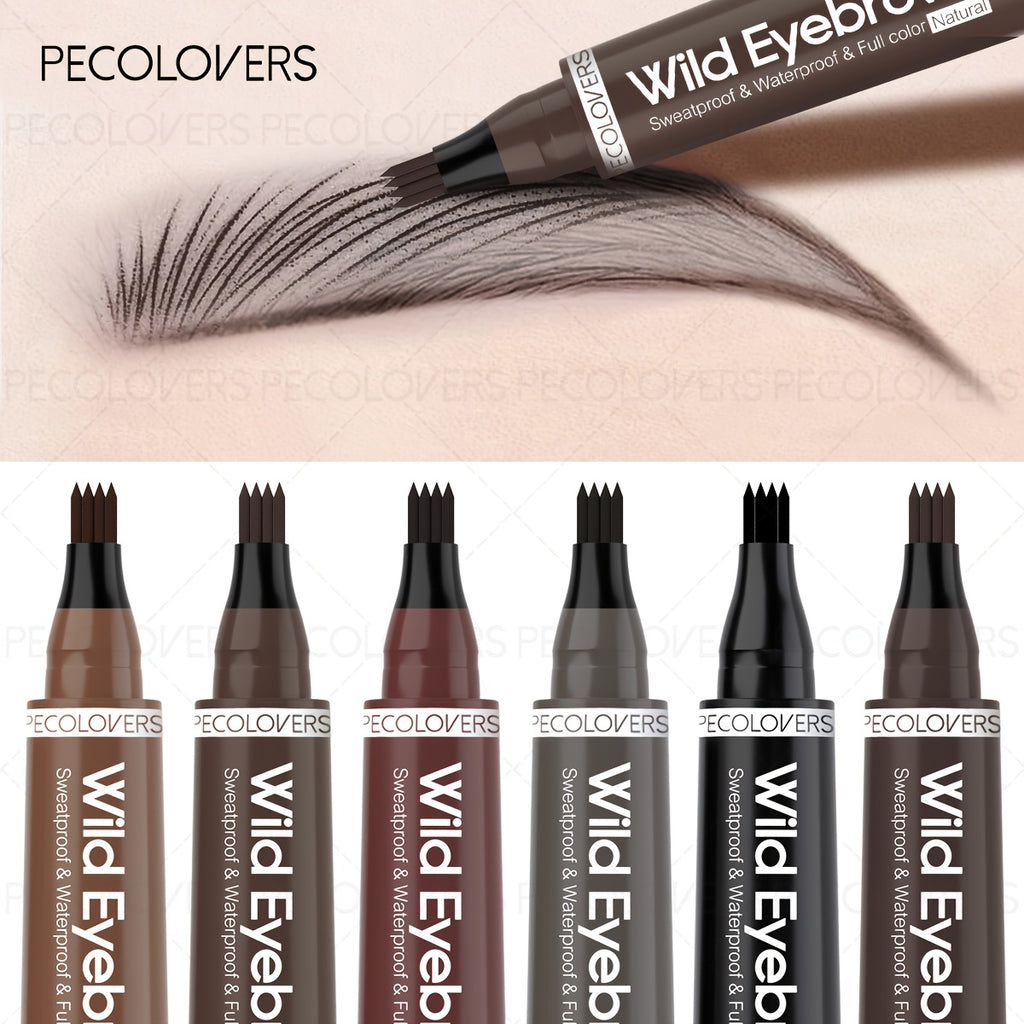 1pc waterproof eyebrow pen 6 colors featuring a 4 fork tip