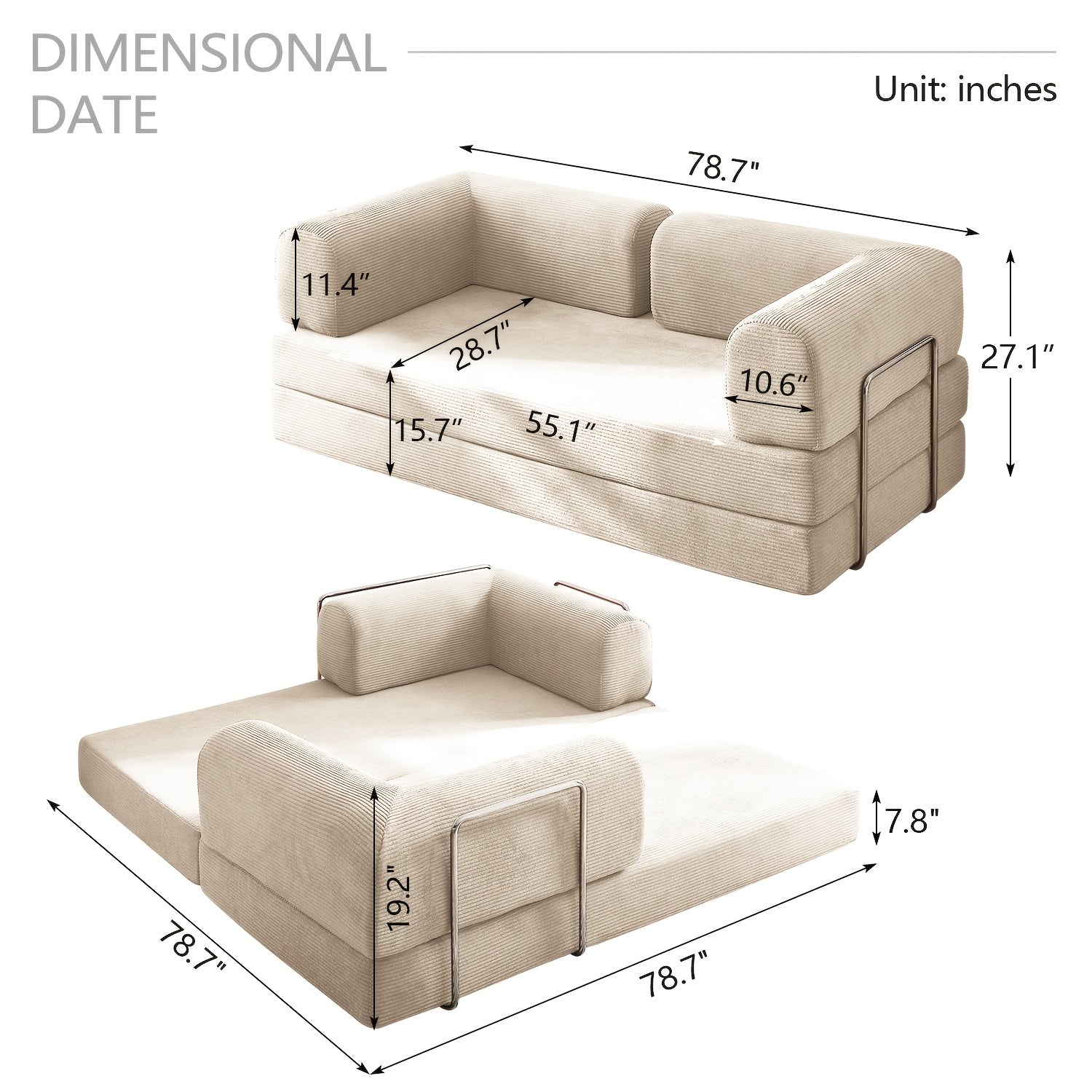 78 7 70 8 59 folding   bed convertible floor sofa