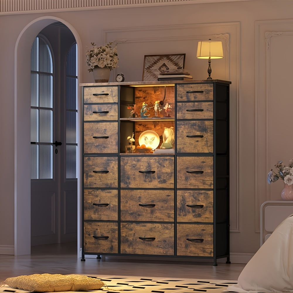 15 drawer tall dresser 20 color led lights bedroom