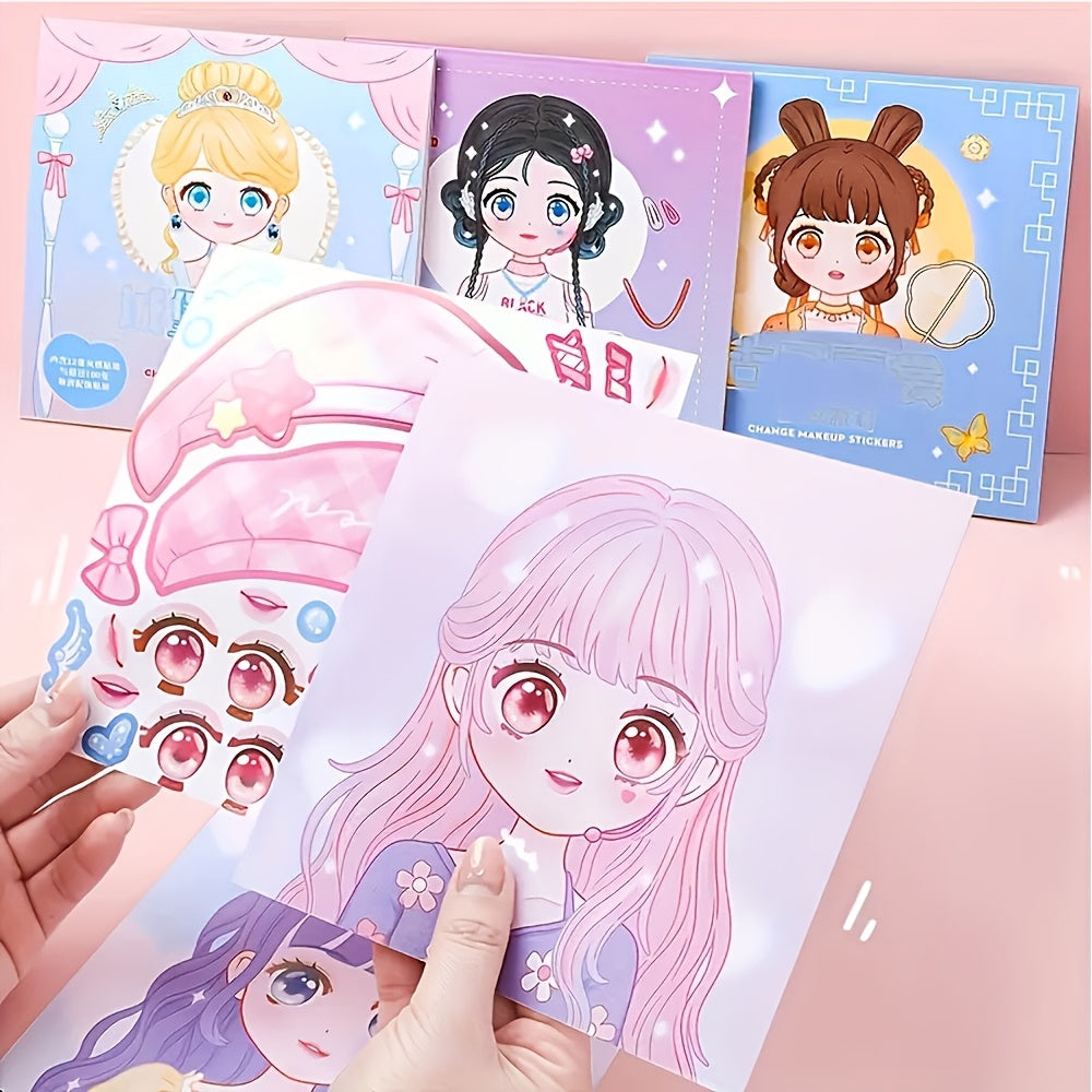 diy face sticker   doll design dress game set