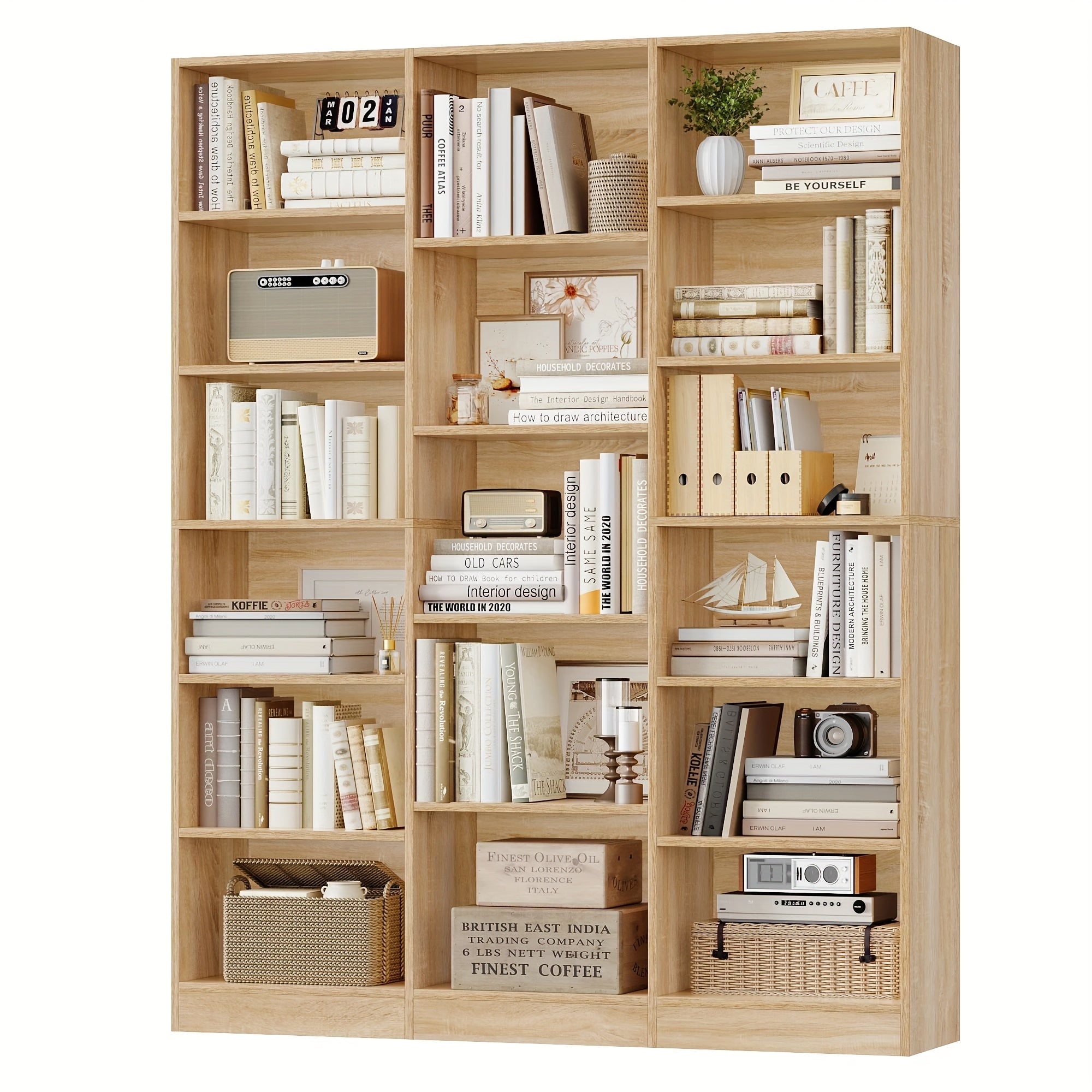 fultru triple wide bookshelf 6 tier large bookshelf bookcase