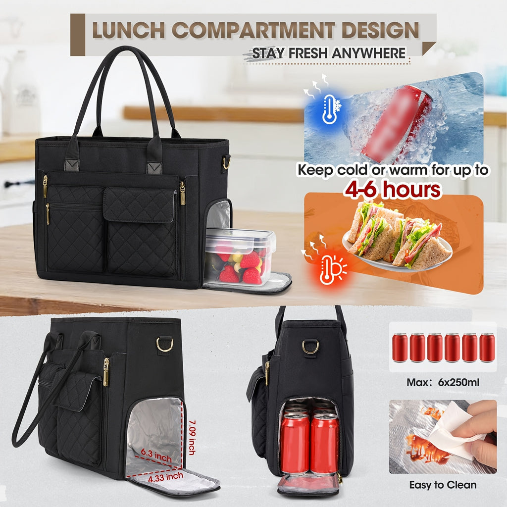 teacher tote bag insulated lunch compartment 15 6